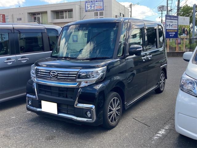 ダイハツ タント カスタムＸ　トップエディションＳＡＩＩＩ　ナビ　ＴＶ　左電動スライドドア　衝突軽減ブレーキ　シ－トヒ－タ－　バックモニター　スマートキー　Ｂｌｕｅｔｏｏｔｈ　横滑り防止装置　クリアランスソナー　ＬＥＤヘッドライト　ハーフレザーシート　ドラレコ