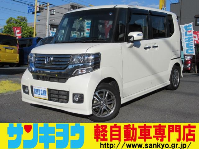 Ｎ－ＢＯＸカスタム Ｇ・Ａパッケージ　ギャザスＳＤナビ　ワンセグＴＶ　バックカメラ　ＨＩＤ　フォグランプ　自動ドア　６エアバック　スマートキー　プッシュスタート　純正１４インチアルミ　禁煙車