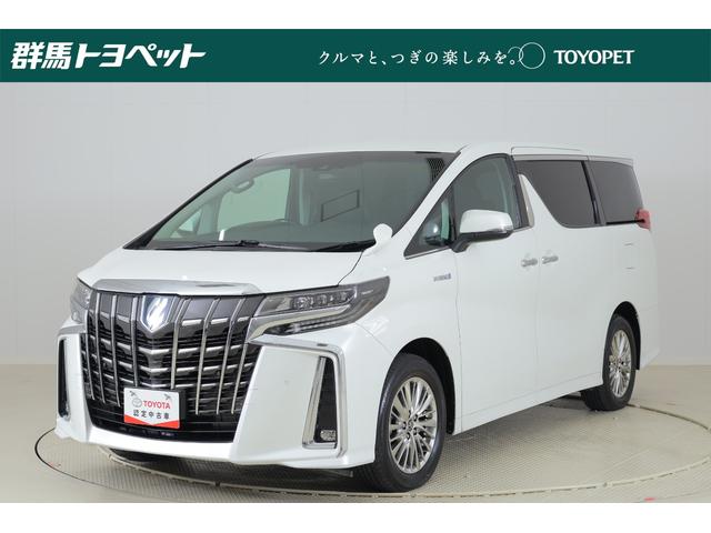 トヨタ アルファードハイブリッド ＳＲ　Ｃパッケージ４ＷＤ　衝突被害軽減ブレーキ　純正９型ナビ　地デジ　バックカメラ　後席モニター　ＢＳＭ　レーダークルーズ　クリアランスソナー　ＥＴＣ　車線逸脱警報　シートヒーター＆クール　ステアリングヒーター　両側電動ドア　パワーバックドア　３眼ＬＥＤライト