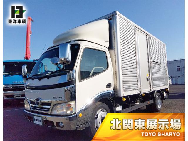 日野 　ＰＧ付アルミバン　上物パブコ製　荷台寸４４３ｘ１７６ｘ２０２　荷台床鉄板張り　積載２．９５ｔ　サイドドア付　新明和製跳ね上げパワーゲート付　ＰＧ寸１２８ｘ１６８