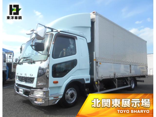 三菱ふそう 　アルミウイング　パブコ　後輪エアサス　ワイドボディ　積載２．８ｔ　荷台寸法６２４ｘ２３９ｘ２４０　荷台床木張り　ラッシングレール２段　アオリ開閉サポート　内フック５対　メッキパーツ