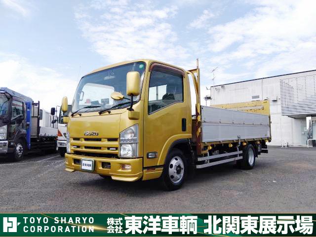 １３５６１新明和製跳上げＰＧ付アルミブロック平ボディ Ｈ２５　エルフ　ワイドロング　２段あおり　積載３ｔ　走行９．３万ｋｍ