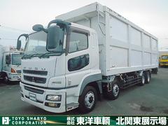 スーパーグレート  チップ運搬車 上物新明和製 スライドデッキ 積載10.2t 荷台内寸:950×229×245【約52立米】 室内デッキ動作リモコン 7速ミッション 4軸低床 25t車 ターボ車 265/70R19.5 中古車画像