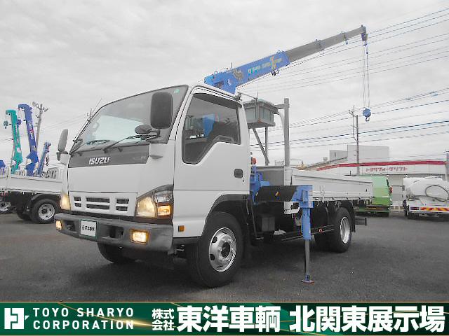 １３６５４［クレーン付平ボディ］　Ｈ１８　エルフ ４段ラジコン　ワイドロングボディ　積載３ｔ　走行１３万ｋｍ　６ＭＴ