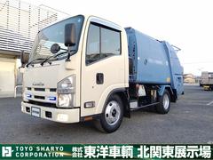 エルフトラック  塵芥車/パッカー車 プレス式 上物モリタ製 容量4.1立米 積載2t 連続スイッチ付 汚水タンク付 ハイキャブ 助手席スライドドア仕様 後方LED作業板付 6速ミッション 走行16.9万km 中古車画像