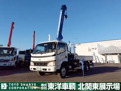 デュトロ  クレーン付平ボディ 上物タダノ製 6段ブーム ラジコン付(無線) 2.9t吊 差し違いアウトリガー リアジャッキ付 フックイン ワイド超ロングボディ 積載2t 荷台寸431x193x38 荷台床木張り 中古車画像