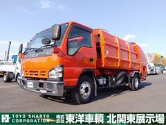 エルフトラック  塵芥車/パッカー車 プレス式 上物新明和製 容量7.2立米 積載2.85t ワイドボディ 連続スイッチ付 汚水タンク付 メッキパーツ 6速ミッション 走行15.6万km タイヤサイズ215/85R16 中古車画像