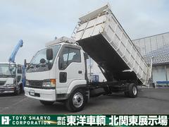 フォワードジャストン  ロング深ダンプ 上物新明和製 積載3.05t 荷台寸法530x200x129 荷台容量13立米 荷台床鉄板張り 天蓋コボレーン付 後方観音扉 土砂禁 走行20万km 6速ミッション 中古車画像