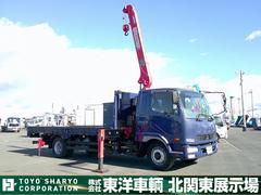 ファイター  クレーン付平ボディ 上物古河ユニック製 4段ブーム 2.9t吊 フックイン 角足、差違いアウトリガー リアジャッキ付 積載7.1t 荷台寸509x238x17 ワイドボディ 荷台床木張り 内フック9対 中古車画像