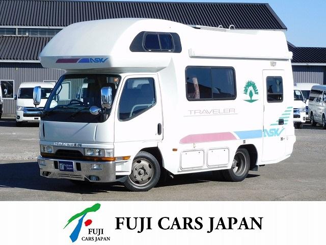 三菱ふそう キャンター 　キャンピングカー　キャンピングカー広島　トラベラーアスク　４６００ｃｃディーゼル　不適合車　リアＷタイヤ　７名乗車５名就寝　ＦＦヒーター　トイレ　冷蔵庫　コンロ　サイドオーニング　ソーラーパネル２枚