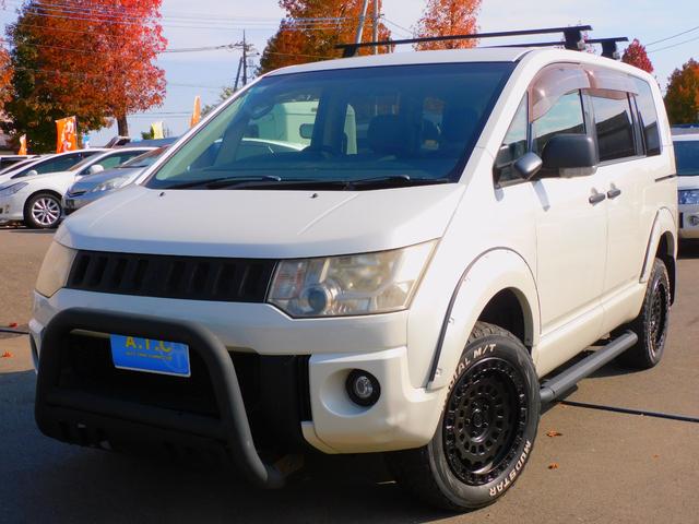 デリカD:5 G パワーパッケージ 両側パワースライドドア バックカメラ フルセグ地デジ 社外ナビゲーションシステム オーバーフェンダー バンパーガード 社外アルミ マッドタイヤ ルーフキャリア サイドステップ クルコン シートカバー(1枚目)