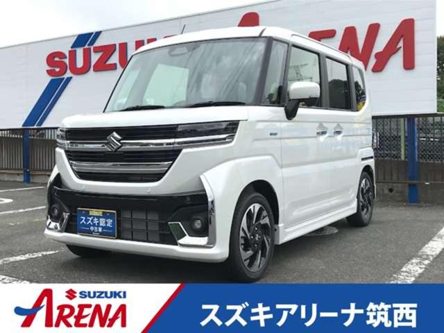 スズキ スペーシアカスタム ハイブリッドＸＳ　８インチナビＴＶフルセグ　スマホ連携　衝突被害軽減ブレーキ