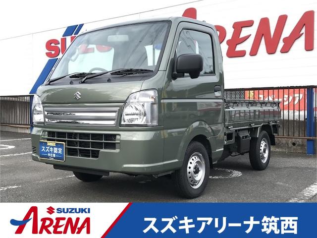 キャリイトラック ＫＣエアコン・パワステ　スズキ　セーフティ　サポート非装着車　３方開　４ＷＤ　４速オートマチック車　パートタイム４ＷＤ　エアコン／パワステ　キーレス　ＡＢＳ　障害物センサー　運転席／助手席エアバッグ　横滑り防止装置（1枚目）