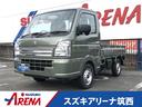 キャリイトラック ＫＣエアコン・パワステ　スズキ　セーフティ　サポート非装着車　３方開　４ＷＤ　４速オートマチック車　パートタイム４ＷＤ　エアコン／パワステ　キーレス　ＡＢＳ　障害物センサー　運転席／助手席エアバッグ　横滑り防止装置（1枚目）