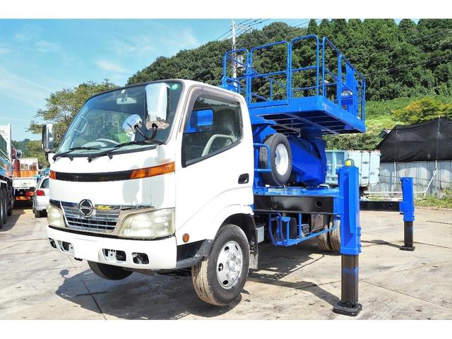 デュトロ 日野 高所作業車 タダノａｔ １２０ｓ 全旋回 スーパーデッキ １２ｍ 自動格納付 プラットフォーム傾斜調整装置付 油圧張り出しアウトリガー １００ｖ取り出し口付 敷板付 作業床積載１ｔ 作業４３６１時間 栃木県 高所作業車 タダノａｔ １２０ｓ 全旋回