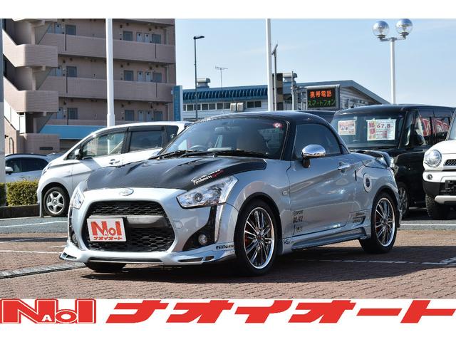 ダイハツ コペン ローブ　オープンカー　横滑り防止装置　盗難防止装置　オートエアコン　シートヒーター　純正ナビゲーション　ＣＤ再生　フルセグＴＶ　ＥＴＣ車載器　社外１６インチアルミ　タワーバー　カーボンボンネット