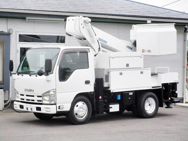 エルフトラック 　アイチ　１０ｍ　高所作業車　ＳＨ１０Ａ　準中型免許対応　第２第３ブームアルミ　１２０ｋｇバケット　ブーム自動格納　アウトリガー自動張出格納　坂道発進補助装置