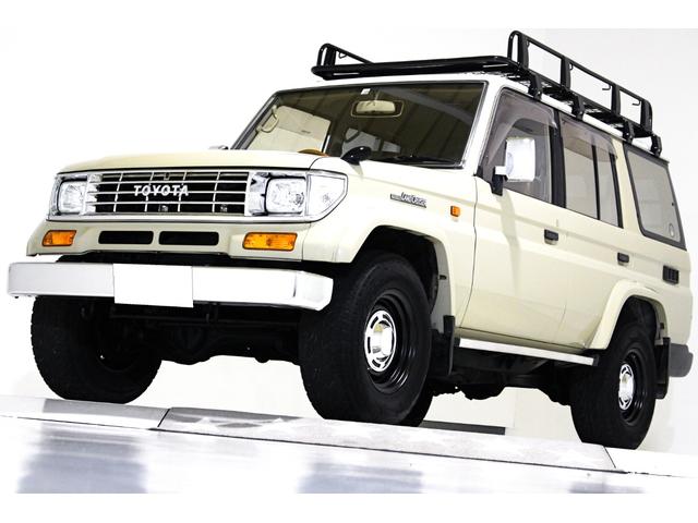 トヨタ ランドクルーザープラド ＳＸワイド　４ＷＤ　ＮＯＸＰＭ適合　タイベル交換済　ＡＰＪ製ヴィンテージ１６インチアルミホイール　ブラウンレザー調シートカバー　ＡＰＪ製ビッグサイズルーフラック　ＡＰＪ製リアラダー　オールクロームメッキグリル