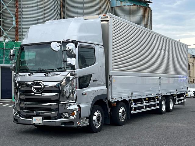 　４１０ＰＳ　ハイルーフ　アルコア製ＡＷ　トランテックスボデー　Ｗアーチ　内フック　センタービームレス　積載１３．８トン　荷箱　長さ９６６ｃｍ幅２４１ｃｍ高さ２６７ｃｍ　リアエアサス　プロシフト３ペダル
