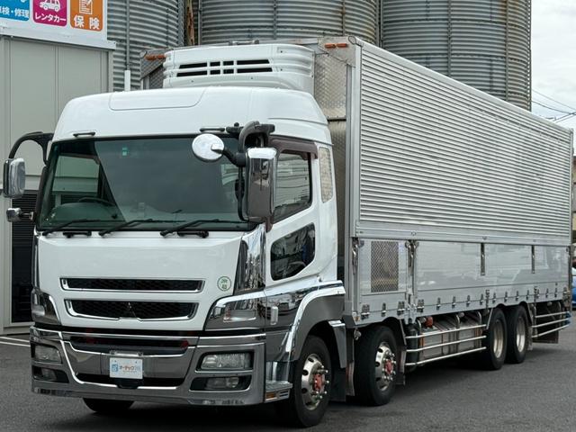 冷凍冷蔵ウイング　菱重製冷凍機：ＴＤＪＳ５０Ａ　マイナス５度設定　日本トレクス製ボデー　融雪仕様　観音扉：鱗ステンレス　床素材：木　荷箱内寸：長さ９６０ｃｍ幅２４０ｃｍ高さ２６５ｃｍ　回転式中柱　ステンレス燃料タンク