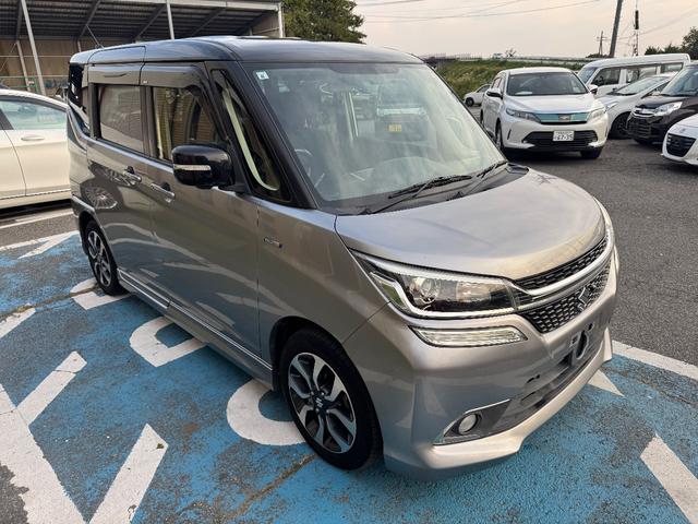 ソリオバンディット(スズキ) ハイブリッドＭＶ　ナビ・ＴＶ・ＥＴＣ・アイドリングストップ・アラウンドビューモニター・衝突軽減警報・車線逸脱警報・電動スライドドア・オートライト・フォグランプ・プッシュスタート・クルーズコントロール 中古車画像