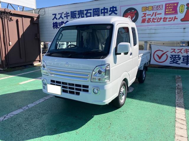 スーパーキャリイ 4WD 軽トラック AT 衝突被害軽減システム クリアランスソナー レーンアシスト アイドリングストップ 電動格納ミラー オートライト ESC エアコン パワーウィンドウ 運転席エアバッグ(1枚目)