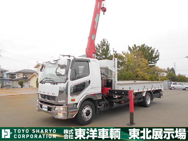 ファイター  クレーン付アルミB平ボディ 上物古河ユニック 4段ブーム ラジコン(無線) フックイン 2.9t吊り 角足&差し違いアウトリガー 荷台寸法551x223x38 荷台床鉄板張り ロープ穴5対 増トン(1枚目)