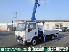 エルフトラック  クレーン付き平ボディ 上物タダノ製 5段ブーム ラジコン(無線) フックイン 2.6t吊り リアジャッキ付 ワイドロングボディ 荷台寸法365x207x38 荷台床縞鉄板張り アルミブロック 中古車画像