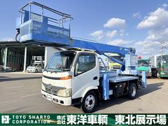 デュトロ　　高所作業車　上物アイチ製　上物型式ＳＫ１７Ａ　地上高１７．１ｍ　Ｈ型ジャッキ　鉄バケット　首振りバケット　アワーメーター２２５７ｈ　走行２．６万ｋｍ　５速ミッション（日野）