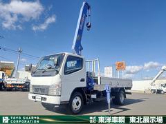 キャンター  クレーン付き平ボディ 上物タダノ製 4段ブーム ラジコン(無線) フックイン 2.6t吊り 荷台寸法374×179×38 荷台床鉄板張り 積載3t ロープ穴3対 横ネタ増しボディ 5速ミッション 中古車画像