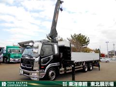 ファイター  クレーン付き平ボディ 上物タダノ製 5段ブーム ラジコン(無線) フックイン 2.93t吊り リアジャッキ 増トン車 荷台寸法665×235×80 荷台床鉄板張り 内フック11対 ステンレスパーツ 中古車画像