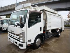 エルフトラック ワイドロング プレス式 7.4立米 連続スイッチ 汚水タンク 新明和 GT074-5633WN テールゲート扉自動開閉 箱上ラック付 保証書有 記録簿有 車検付 中古車画像