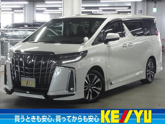 トヨタ アルファード ２．５Ｓ　Ｃパッケージ　ＴＲＤフルエアロ　デジタルミラー　ムーンルーフ　後席モニター　ベンチレーション　ステアヒーター　パワーバックドア　両側電動スライド　９型ディスプレイ＆ナビキット　セーフティセンス　ＥＴＣ２．０　ＡＣ１００Ｖ　バックカメラ　三眼ＬＥＤ