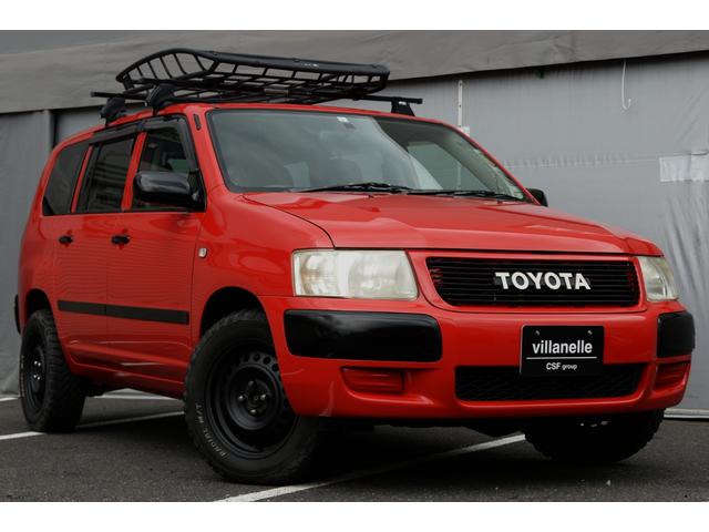 サクシードワゴン ＴＸ　リフトアップ　５ナンバー小型乗用登録　ＴＯＹＯＴＡ横文字エンブレム　ＴＨＵＬＥルーフキャリアバスケット　ＭＵＤＳＴＡＲマッドテレーンタイヤ　黒鉄チン　ドアバイザー　バックカメラ　電動格納ミラー　ナビ（1枚目）