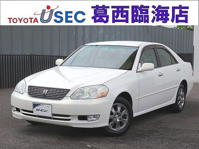 トヨタ マークiiグランデ レガリア 前期モデル ｈｉｄヘッドライト 希少ナビゲーションレス車両 運転席パワーシート 木目コンビハンドル シフトノブ ワイヤレスキー トヨタロングラン保証１年付きの中古車 車体価格39万円 02 平成14 年式 走行1 5万キロ 車体色パール