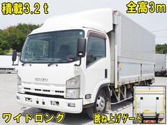 いすゞ　エルフトラック　　跳ね上げパワーゲート　ワイドロング　積載３．２トン