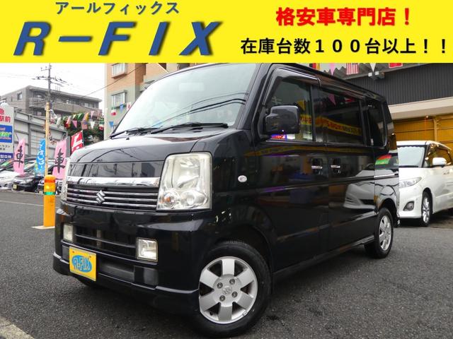 スズキ エブリイワゴンｐｚターボ 禁煙車 ｄａｍｄ製エアロ 片側電動スライドドア ｅｔｃ ｈｄｄナビ 音楽録音機能 ｄｖｄ再生 バックカメラ フォグランプ フルフラット 内装清掃済み 外装磨き済みの中古車 車体価格43万円 06 平成18 年式 走行9 5万キロ 車体色ブラック