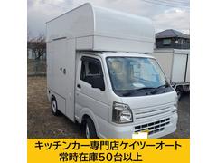 キャリイトラック キッチンカー 販売口二か所、2槽シンクや網戸、換気扇も完備されています。給排水タンクは80Lが2基 、構造変更済みなのでルーフトップを外せばそのまま車検を取得できます。 中古車画像