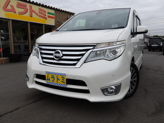 セレナ ハイウェイスターＧ　Ｓ－ＨＶアドバンスドセーフティ　車検２年付き　雹害　ブレーキサポート　車線逸脱警報　ナビ／ＣＤ／ＤＶＤ／ＡＵＸ／フルセグＴＶ　フリップダウンモニター　全方位カメラ　ＥＴＣ　スマートキー　プッシュスタート　両側電動スライドドア（1枚目）