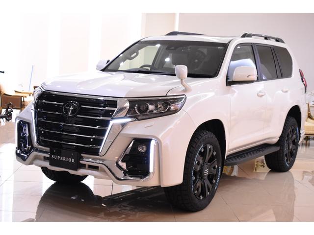 ランドクルーザープラド（トヨタ）ＴＸ　Ｌパッケージ７人乗　本革シート　ムーンルーフ　アルパイン９インチナビ　ＣＤ．ＤＶＤ　バックカメラ　ＥＴＣ　新品ＬＥＤ付エアロ　クロムメッキタイプ　新品２０インチホイール 中古車画像