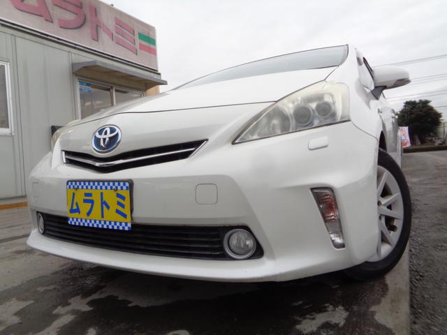 プリウスアルファ(トヨタ) S SDナビ CD DVD AUX SD フルセグTV ブルートゥース バックカメラ ビルトインETC LEDオートヘッドライト フォグライト 前後ドラレコ 純正16インチアルミ 革ハンドル 雹害 中古車画像