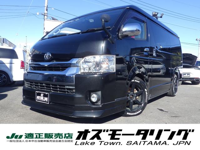 ハイエースワゴン(トヨタ) ＧＬ　４ＷＤ　Ｂｌｕｅｔｏｏｔｈ対応ナビ　後席モニター　Aftermarketステアリング　フルフラットセカンドシート　ベッドキット　ローダウン　Aftermarket１７インチＡＷ　寒冷地仕様　１０人乗り　ＯＢＤ診断済み　グー鑑定書付き 中古車画像