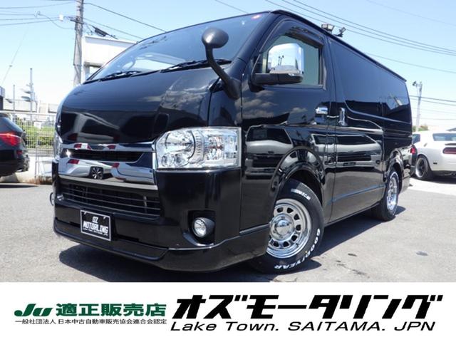 ロングスーパーＧＬ　４ＷＤ　Ｂｌｕｅｔｏｏｔｈ対応純正ナビ　新品デイトナホイール・タイヤ　フリップダウンモニター　両パワースライドドア　エアロ　バッドフェイス　オーバーフェンダー　玄武ローダウン　鑑定書付き　ＯＢＤ診断済