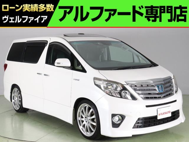 トヨタ アルファードハイブリッド ＳＲ　Ｃパッケージ　（禁煙車）（４ＷＤ）（サンル－フ）（黒本革）（ＬＫＡ）（衝突軽減）（追従クルコン）（全周囲カメラ）（プレミアムサウンド）（カ－ルソン２０インチＡＷ）車高調　電動シート　パワーバックドア　ＢＴ接続