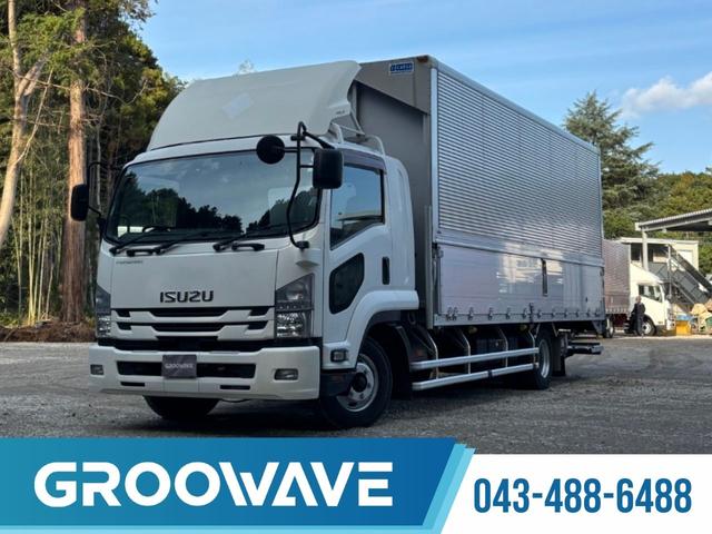 フォワード アルミウイング ワイド ベッド付 エアサス 格納ゲート 6,230×2,400×2,400 日本フルハーフ リア観音扉 ラッシング2段 引出しフック5対 新明和 パワーゲート ゲート付 積載2.9t F6 6速 マニュアル 4tウイング ETC2.0(1枚目)