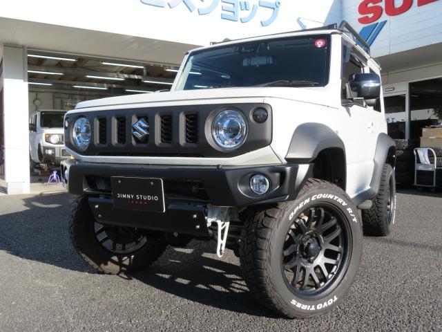 ジムニーシエラ(スズキ) ＪＣ　３型　モトレージ３インチアップキットビルシュタイン　ショウワガレージＡＢＳフロントバンパー／リアバンパー　サクソン左出しマフラー　オープンカントリーＲＴ２２５／６０Ｒ１８　ＲＡＹＳ　Ａ．ＬＡＰ−０７Ｘ 中古車画像