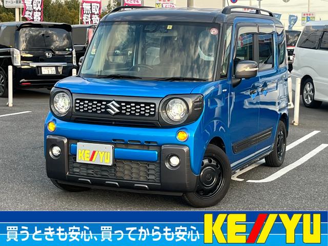 スズキ スペーシアギア ハイブリッドＸＺ　ターボ　禁煙車　純正８インチナビ　両側電動スライド　全方位カメラ　衝突軽減装置　車線逸脱警報　ドラレコ　コーナーセンサー　ＨＵＤ　シートヒーター　ＬＥＤヘッドライト　クルコン　ルーフレール　Ｂｌｕｅｔｏｏｔｈ