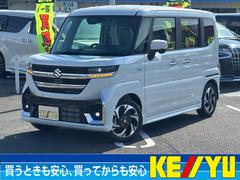 スペーシアカスタム ハイブリッドXSターボ 届出済未使用車 誤発進抑制機能 デュアルセンサーブレーキサポートII 全方位モニター付9インチナビ HUD シート&ステアヒーター 両側電動スライド パドルシフト オットマン サーキュレーター フルセグ BTオーディオ LEDライト 中古車画像