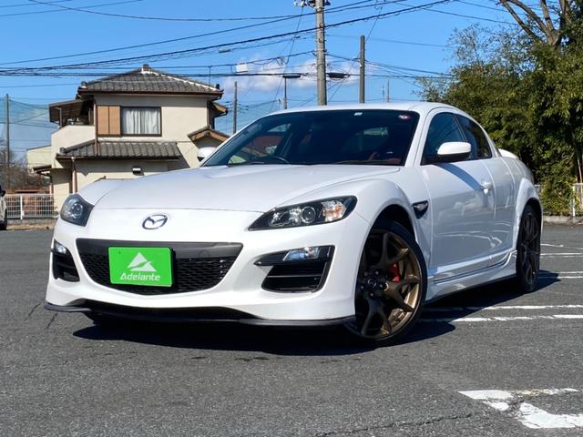 ＲＸ－８ スピリットＲ　６速ＭＴ・純正１９インチＡＷ・レカロシート・メモリーナビ・ＥＴＣ・ＨＩＤライト・スマートキー・革巻きステアリング・オートライト・オートエアコン・リアスポイラー・フォグランプ・