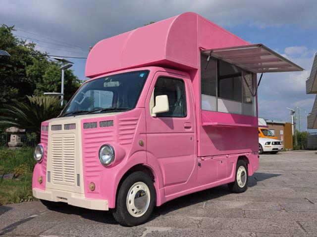 ＫＣエアコン・パワステ　キッチンカー　移動販売車　カスタム車　塗装済　ＢＯＸ中古　２面跳上式売り窓　２槽シンク　作業台　給排水タンク　ＡＴ　エアコン　パワステ　バックモニター型ドラレコ　フードトラック　外部電源コンセント